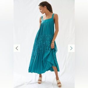 New Anthropologie Geisha Designs Pleated Lace Maxi Summer Wedding Beach Dress S